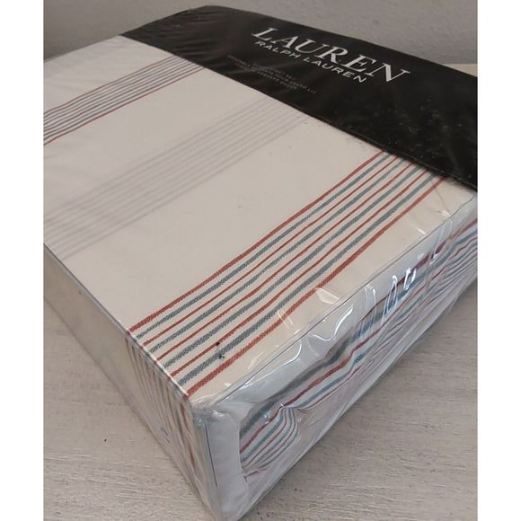 Ralph Lauren MARLEY STRIPE Cream Multi 100% Cotton Queen Sheet Set Bedding - Picture 4 of 10